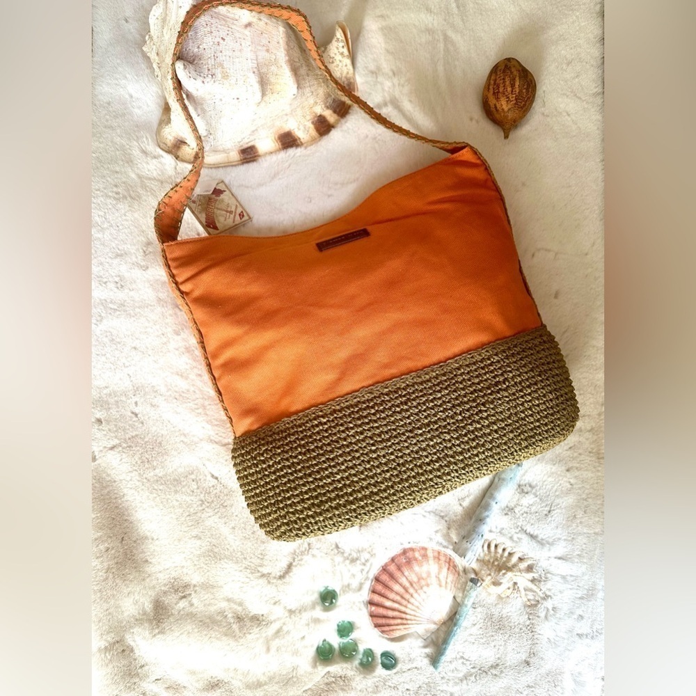 🎊 Host Pick 🎉 CARIBBEAN JOE Coral Canvas Shoulder Bag with Knitted Jute Bottom